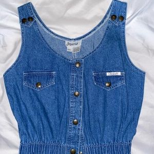 Denim ROMPER Shorts Vintage 80s DREAMS snap